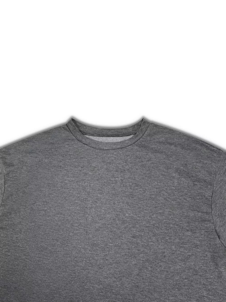 Dark gray crew neck t-shirt, casual basic style lounge top