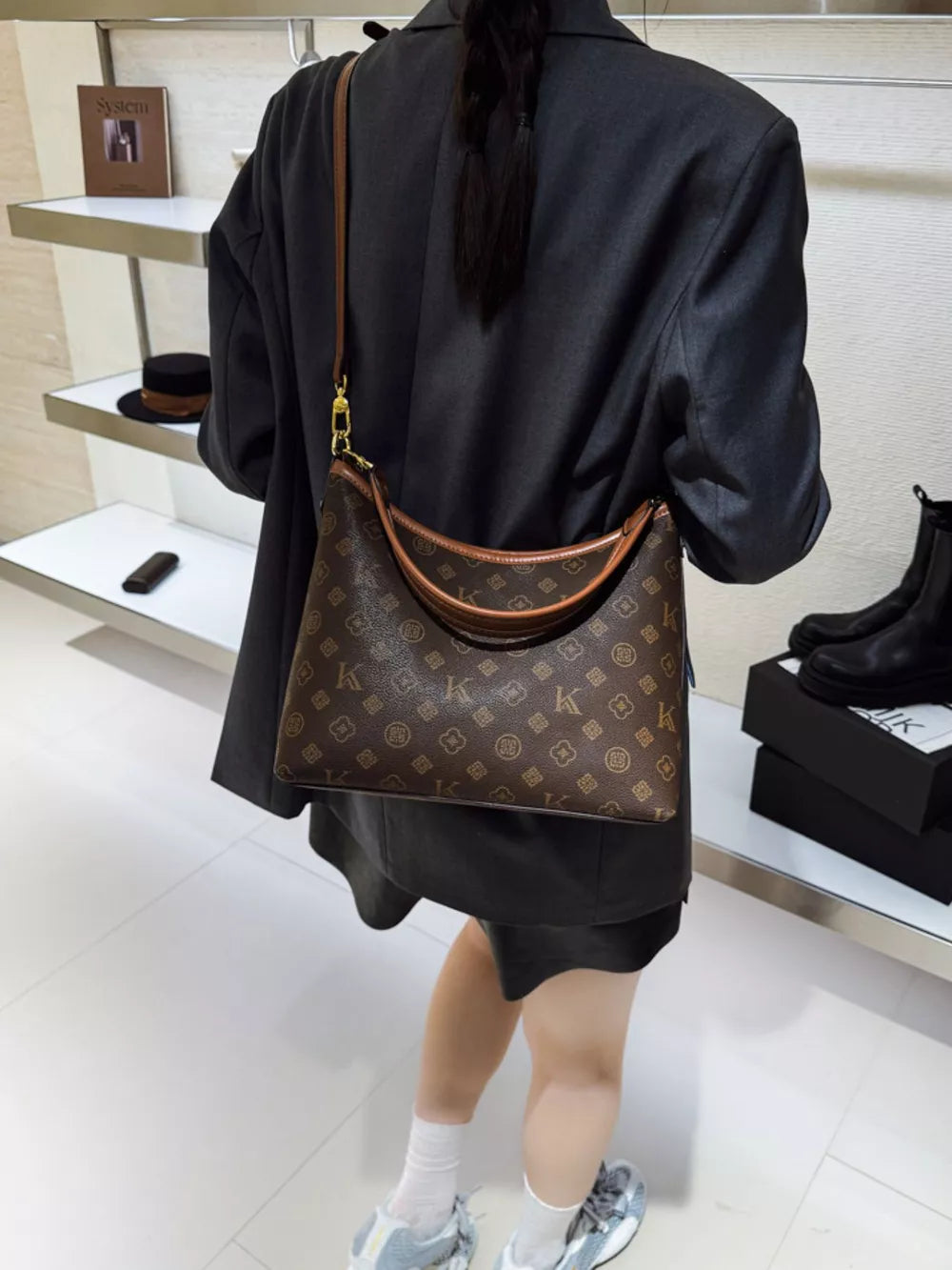 Brown Monogram Pattern Shoulder Bag