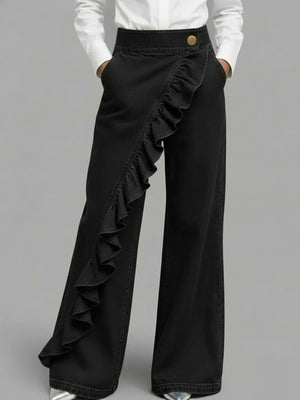 light blue wide-leg jeans