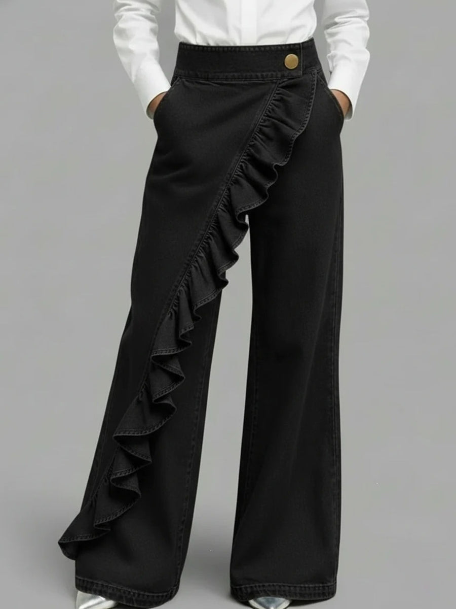 light blue wide-leg jeans