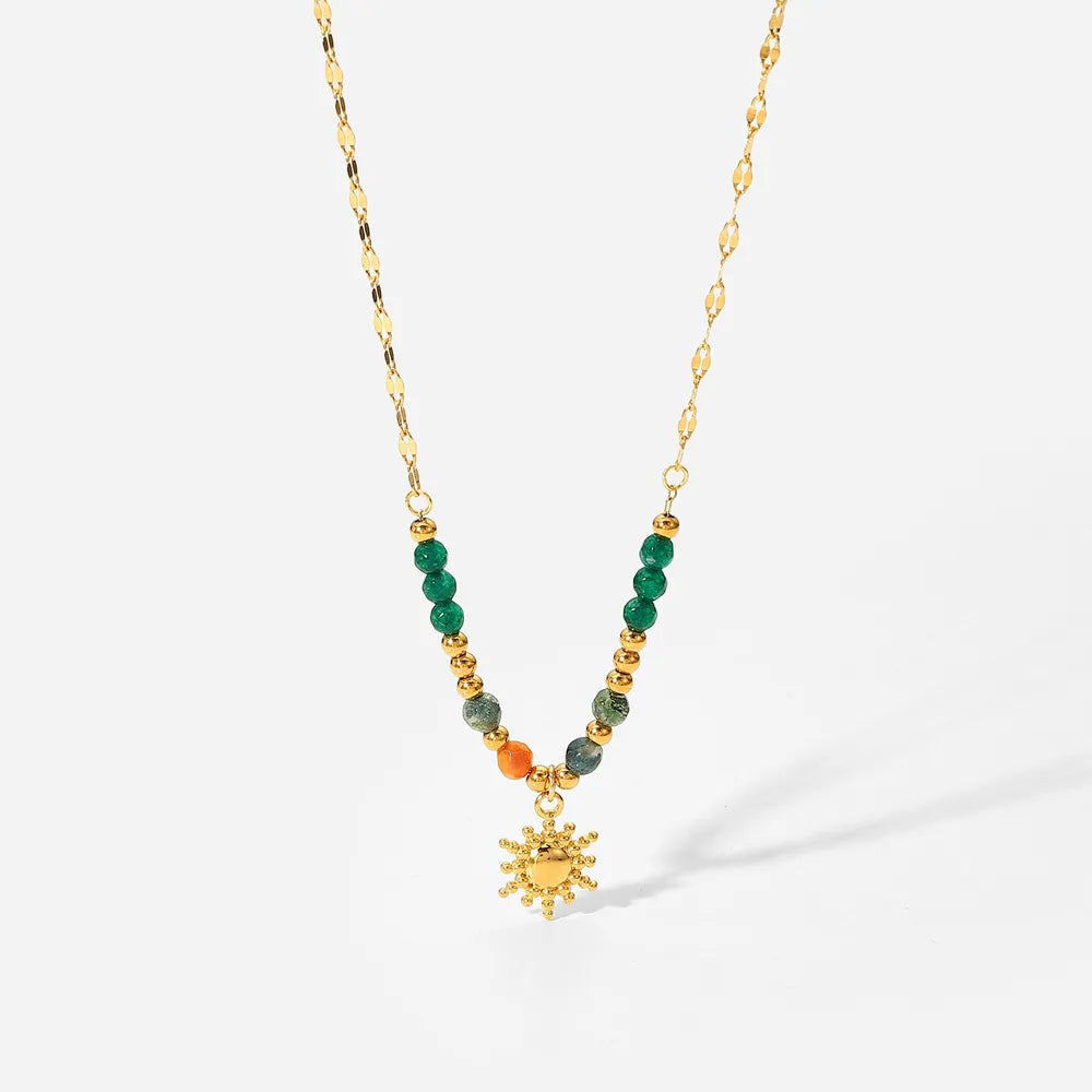 necklace in gold featuring beaded and straight fit