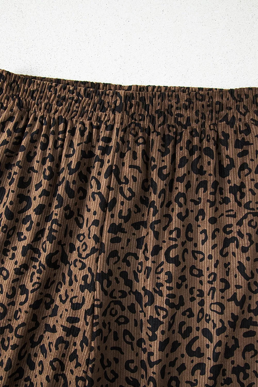 Leopard Print Elastic High Waist Corduroy Pants option 9