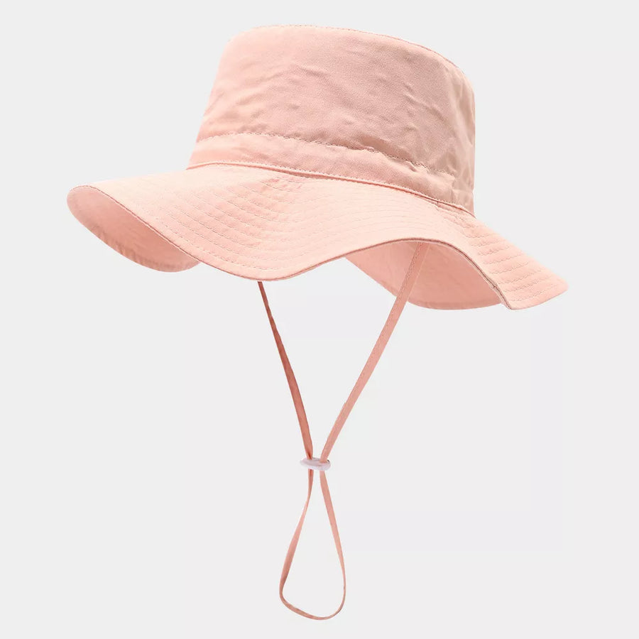 Wide-brim Sun Protection Bucket Hat in White with wide brim