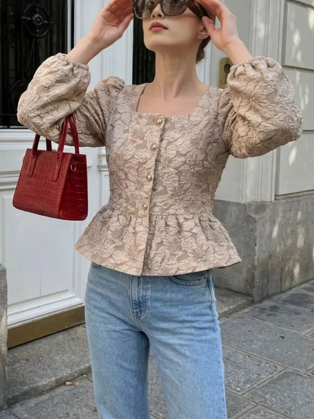 white peplum top