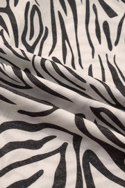 Multicolour Western Print Zebra Pattern Elastic Waist Pants in Mocha