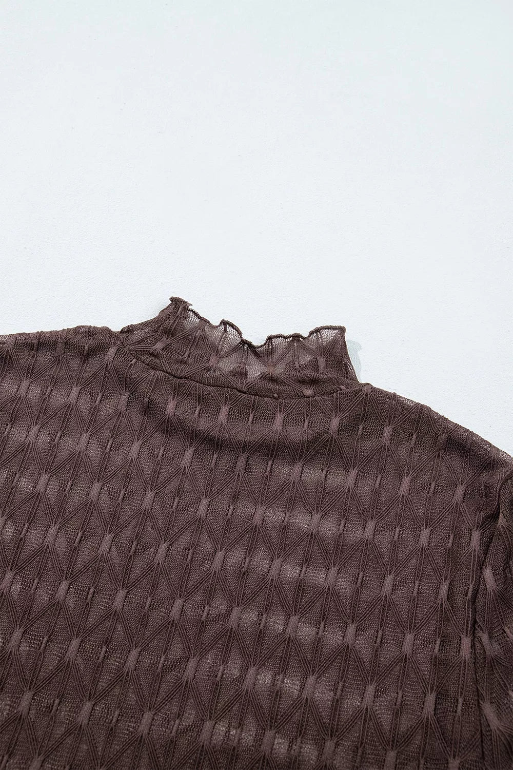 romantic blouse in Coffee Brown with mock neck