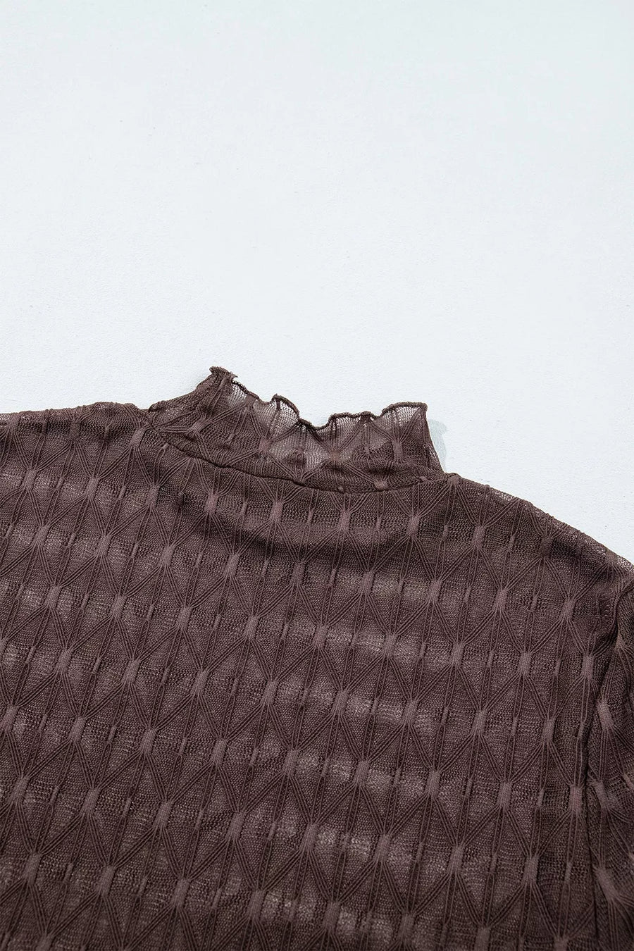 romantic blouse in Coffee Brown with mock neck