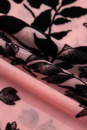 Floral Print Mesh Long Sleeve Blouse option 10