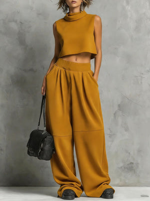 athleisure sweat set in Gray with mock neck