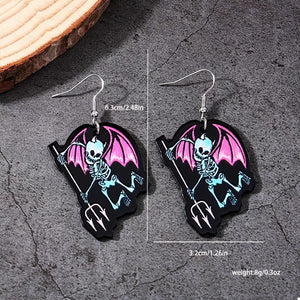 earrings in light blue with graphic-print and dangle