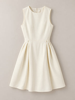 White A-line dress with midi and back-zip