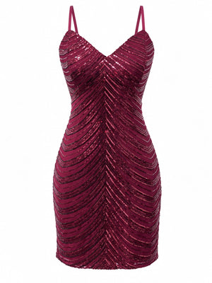 Sleeveless Sequin Bodycon Mini Dress in Purple with sequin