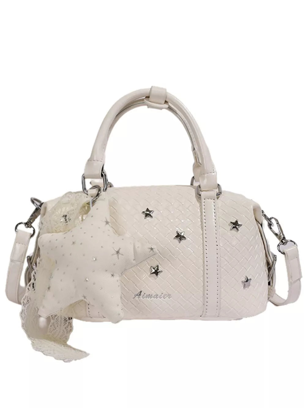 crossbody bag in pale yellow with star embellishments and mini