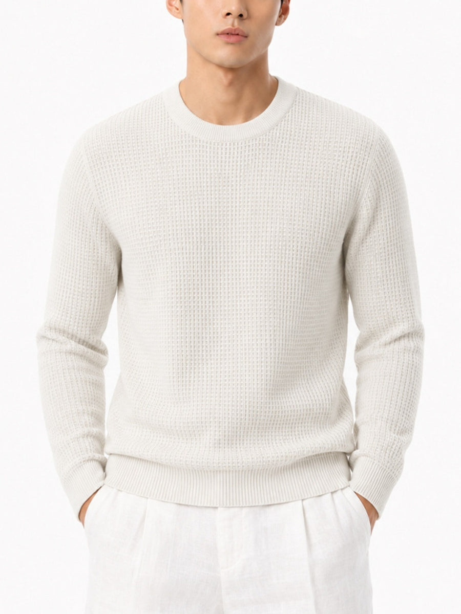 Gray regular pullover sweater with crew neck