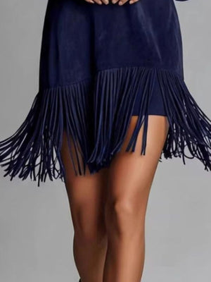 mini dress in Brown with fringe and mini