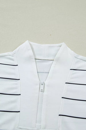 Stripe Color Block Zip V Neck Sleeveless Top option 10
