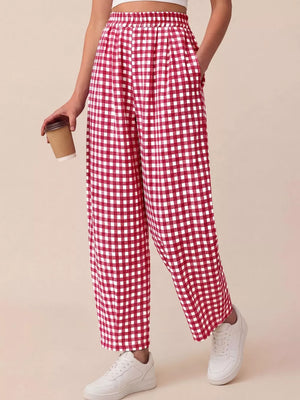 wide-leg pants in Red with N/A and N/A