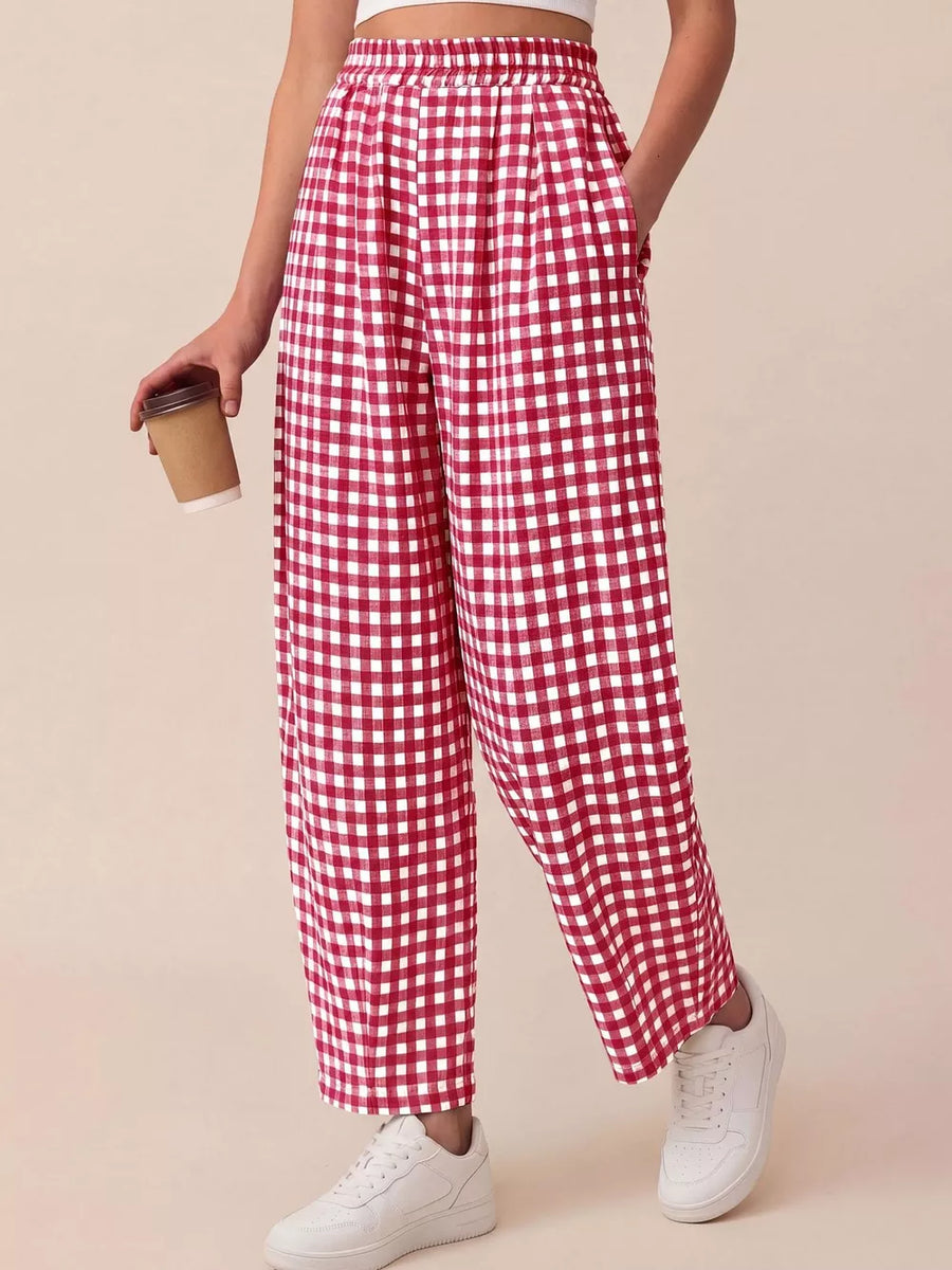 wide-leg pants in Red with N/A and N/A