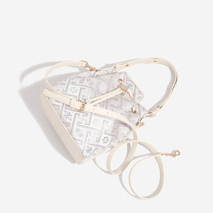 PU Leather Imported Size &amp crossbody bag in cream with bucket silhouette