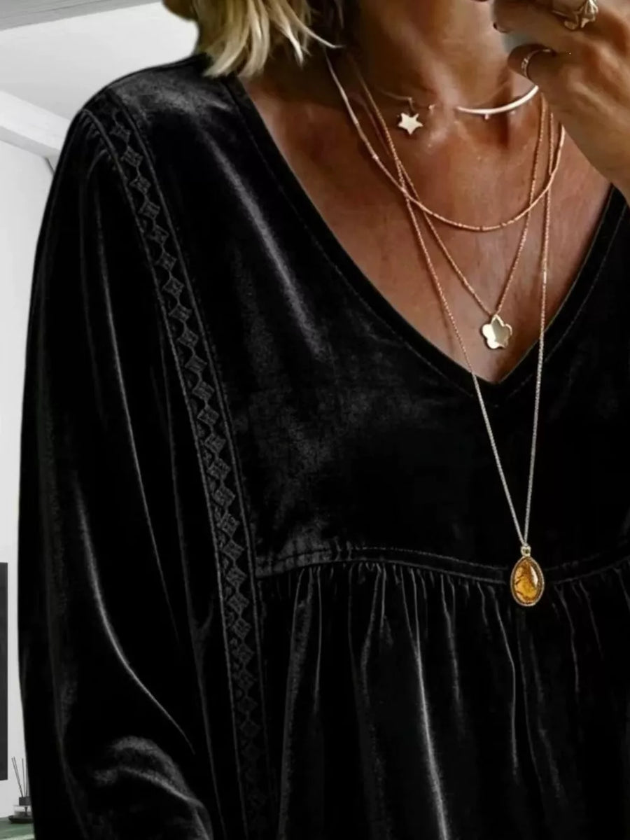 blouse in Olive with ruched and hip-length