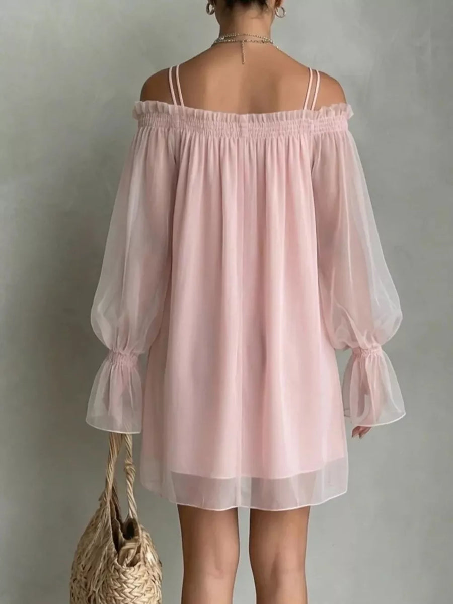 100% polyester Care instructions: Machine wash cold mini dress in Dusty Pink with A-line silhouette