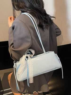 romantic shoulder bag in Blue with N/A