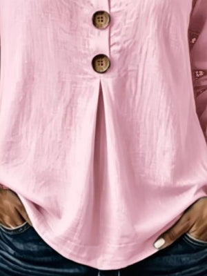 Dark Blue blouse with hip-length and half-button
