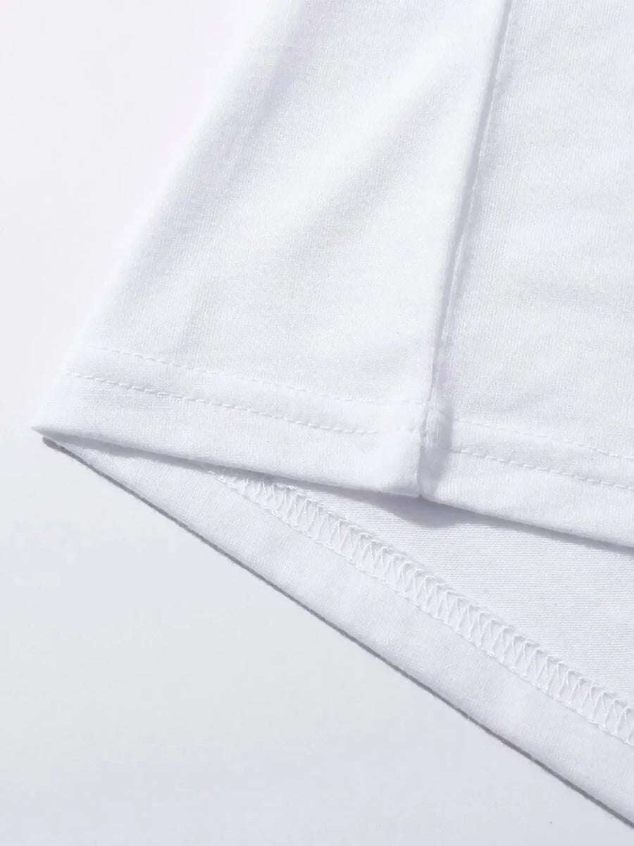 White t-shirt hem detail with double stitching