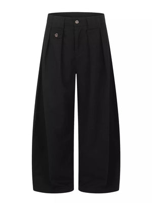 beige wide-leg pants with full-length and zip-front