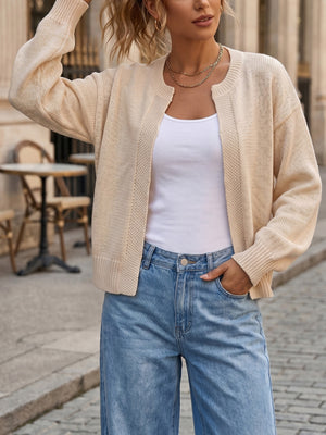 classic cardigan in Dust Storm with round neck