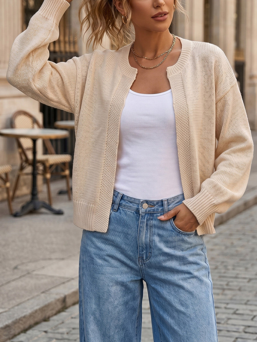 classic cardigan in Dust Storm with round neck