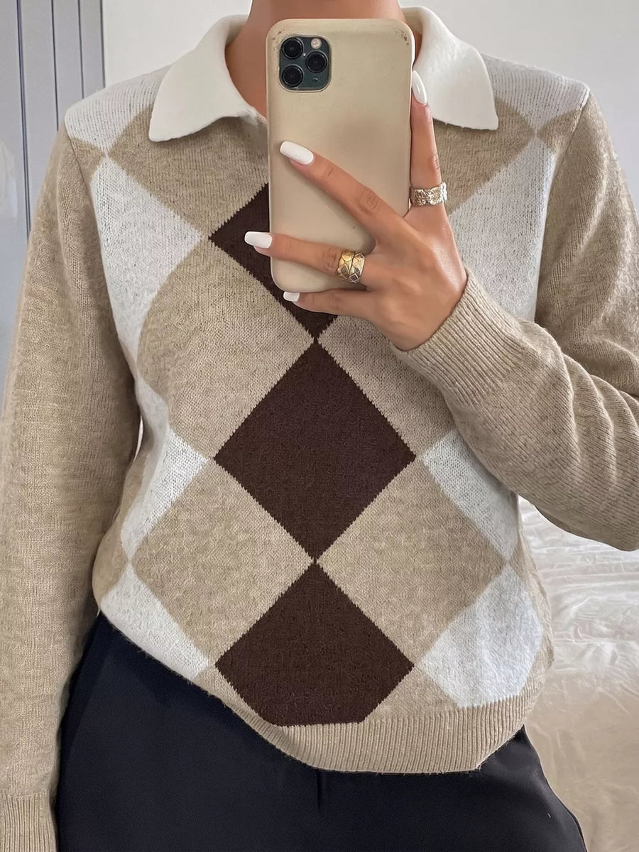 Khaki with Button-down Ribbed Sweater in Khaki