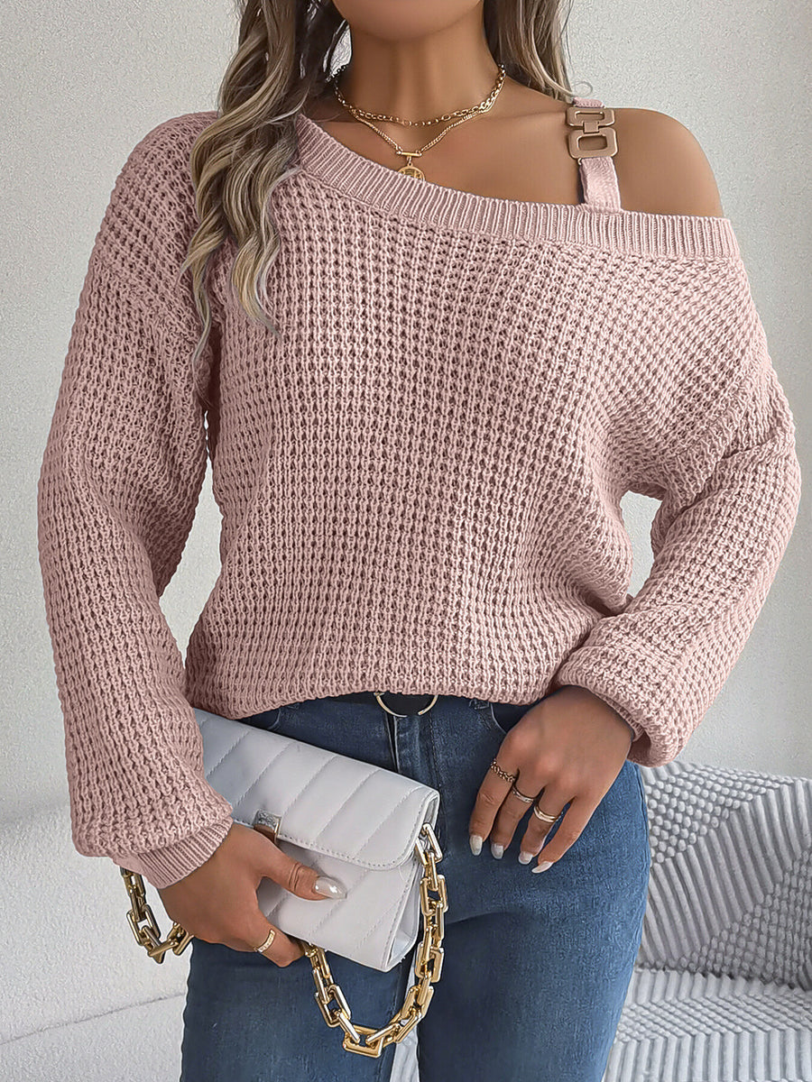 100% acrylic Care instructions: Machine wash cold pullover sweater in White with relaxed silhouette