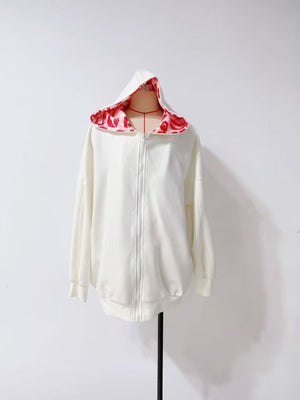 streetwear zip hoodie in red with hooded