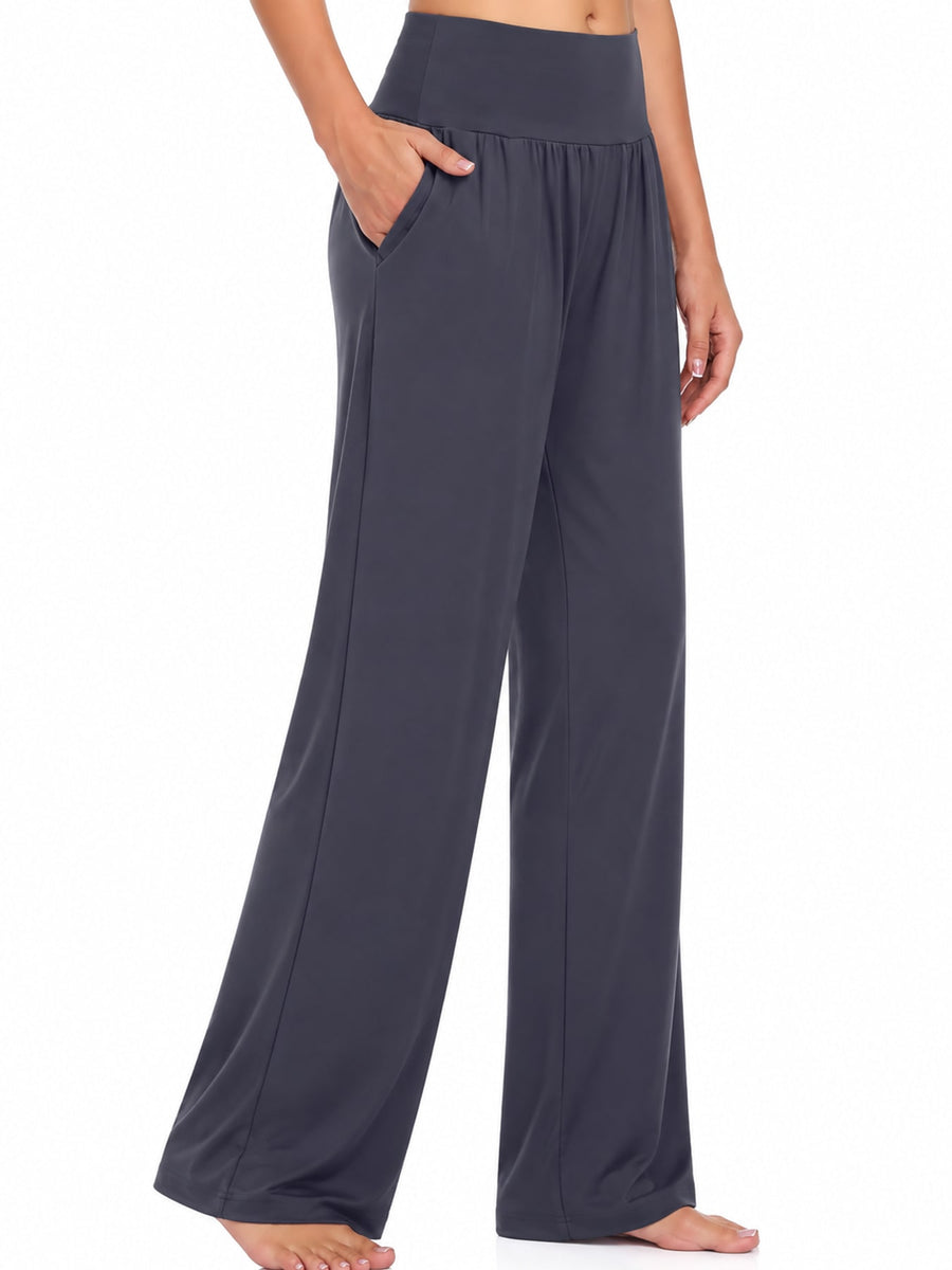wide-leg pants in Navy with pocketed and full-length