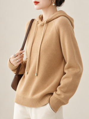 pullover sweater in Apple Green with drawstring and hip-length