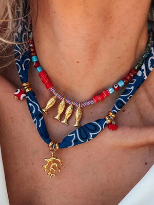 Linen,18K Gold-Plated,Resin,Copper Care instructions: Avoid wearing during exerc necklace in gold with layered silhouette