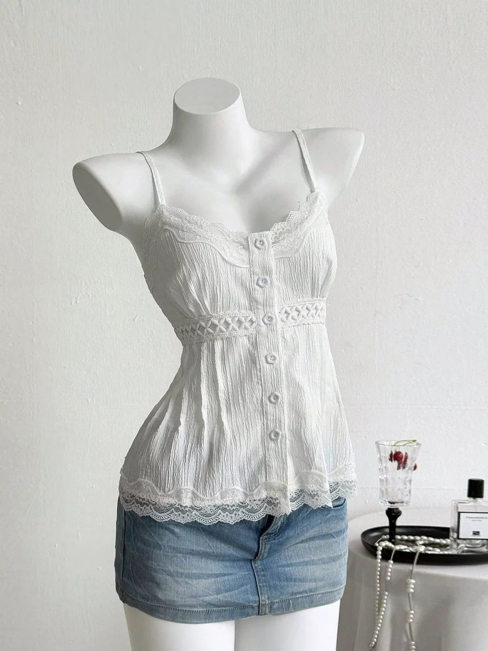 White with Lace Trim Cami