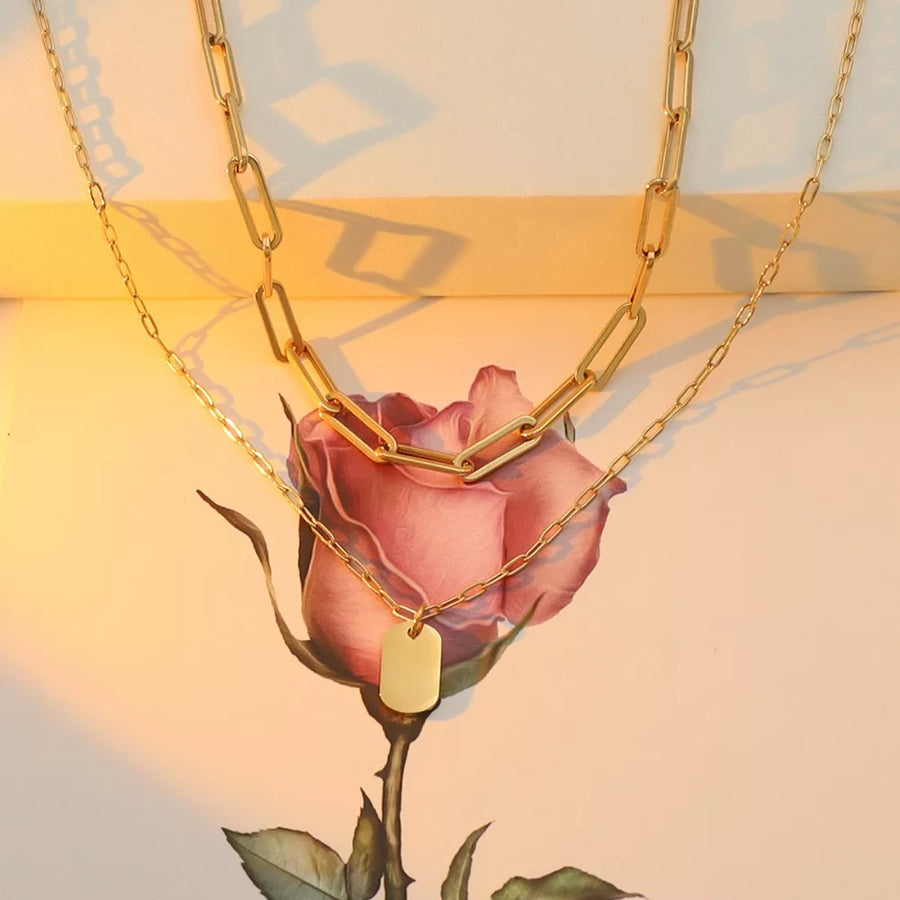 gold with necklace with double layered