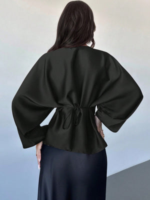 Burgundy relaxed blouse with boat neck