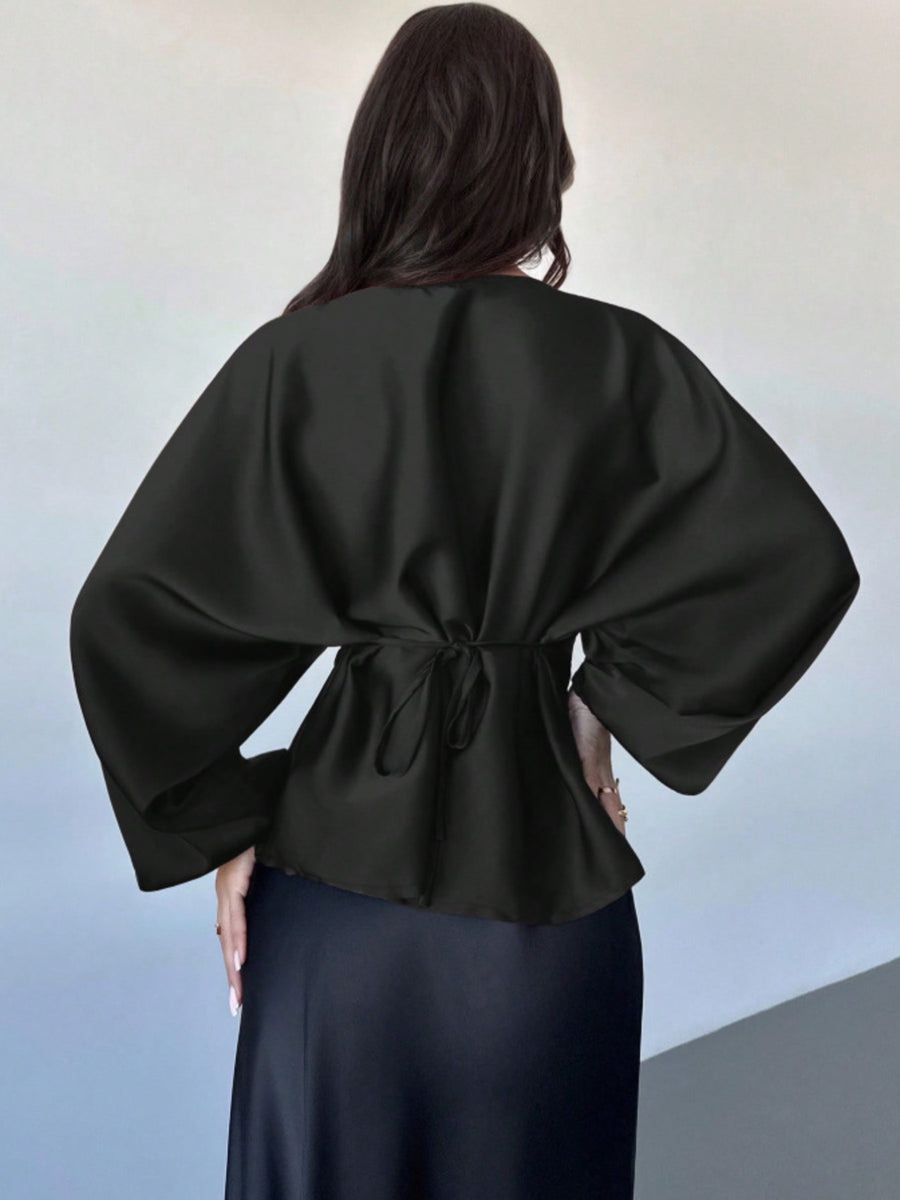 Burgundy relaxed blouse with boat neck