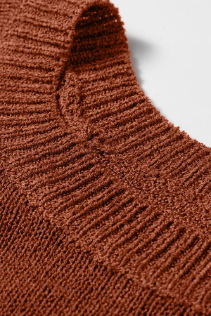 Ribbed Knit Round Neck Short Sleeve Sweater option 7
