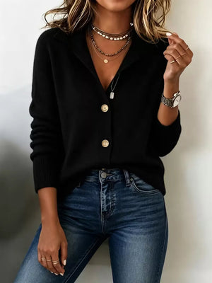 mustard cardigan with stretch and long sleeve