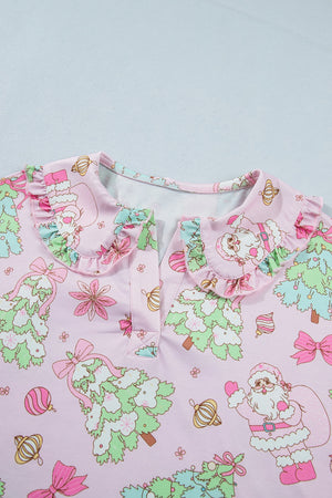 pajama set featuring christmas print in Blush Pink with 95% polyester, 5% elastane Care instructions: Machine wash cold