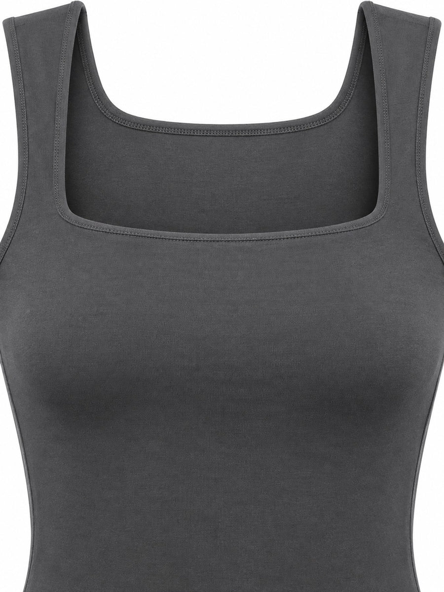 tank top in Light Coffee with ribbed and waist-length