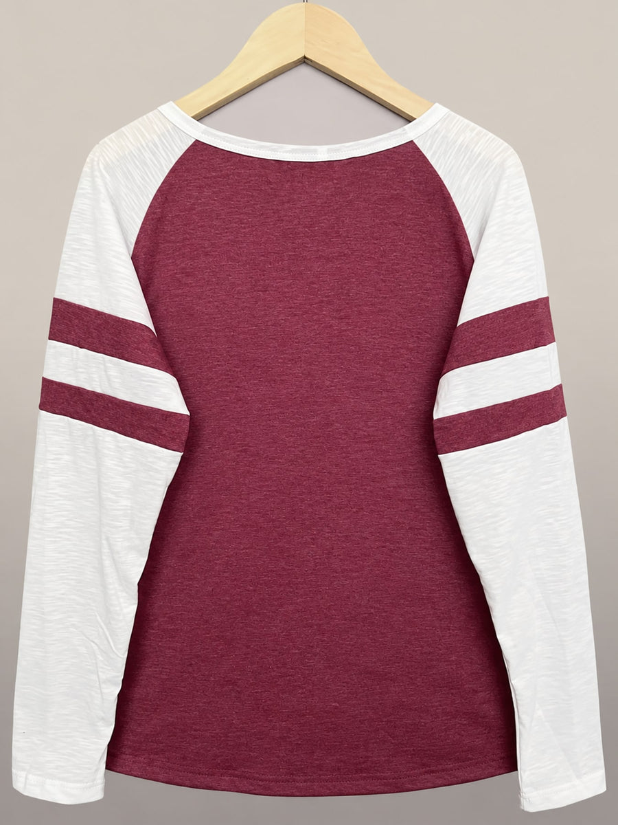 white t-shirt with pullover and color-block