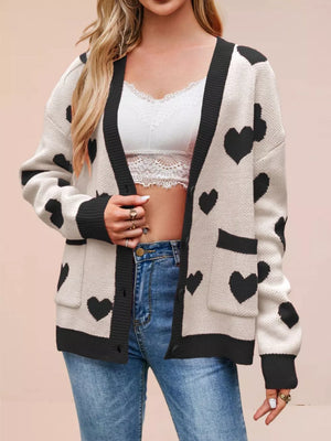 cardigan in Black Apricot with buttoned and hip-length