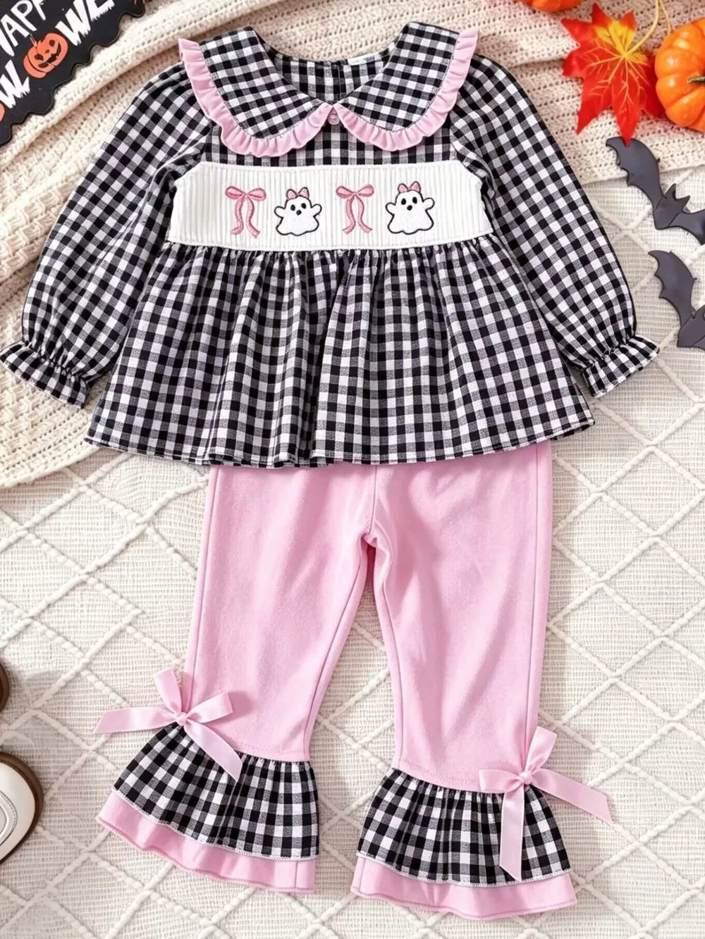 Children's Ghost Long Sleeve Top And Pants Set in Pink