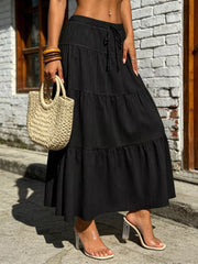 Burgundy Maxi Ruched Skirt