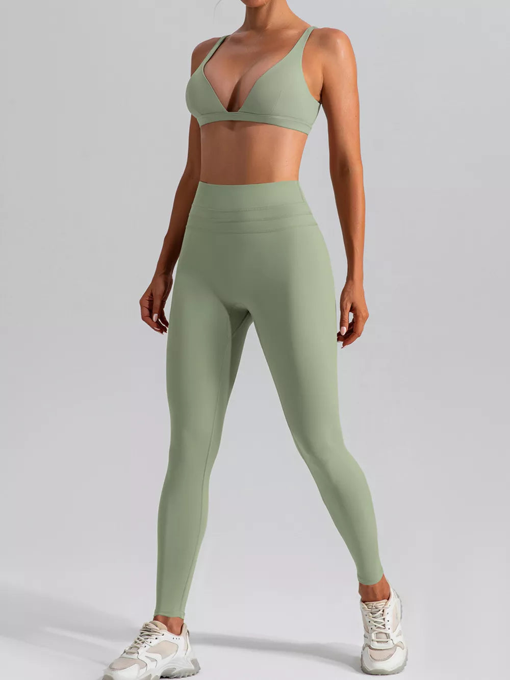 active set in sage green featuring buttery-soft and fitted fit